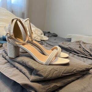 White pearl heels